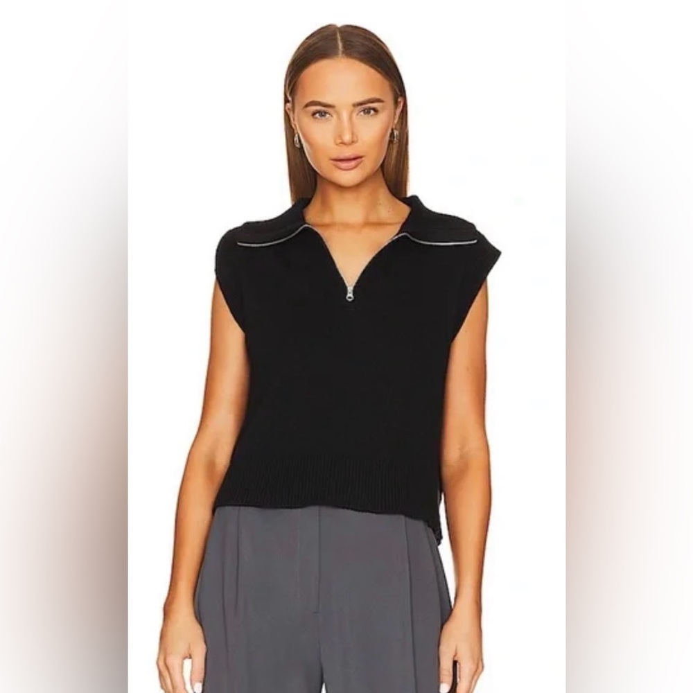 Rails Black Sleeveless Zip Collar Top
